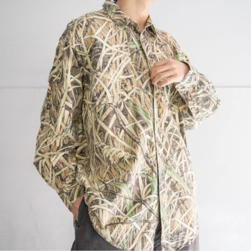 Avery Men's Natural Grass Cotton Camo Hunting Buttoned Down Shirt Size 2XL